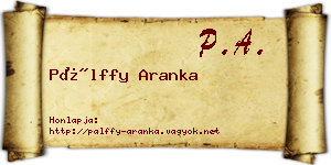Pálffy Aranka névjegykártya
