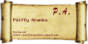 Pálffy Aranka névjegykártya